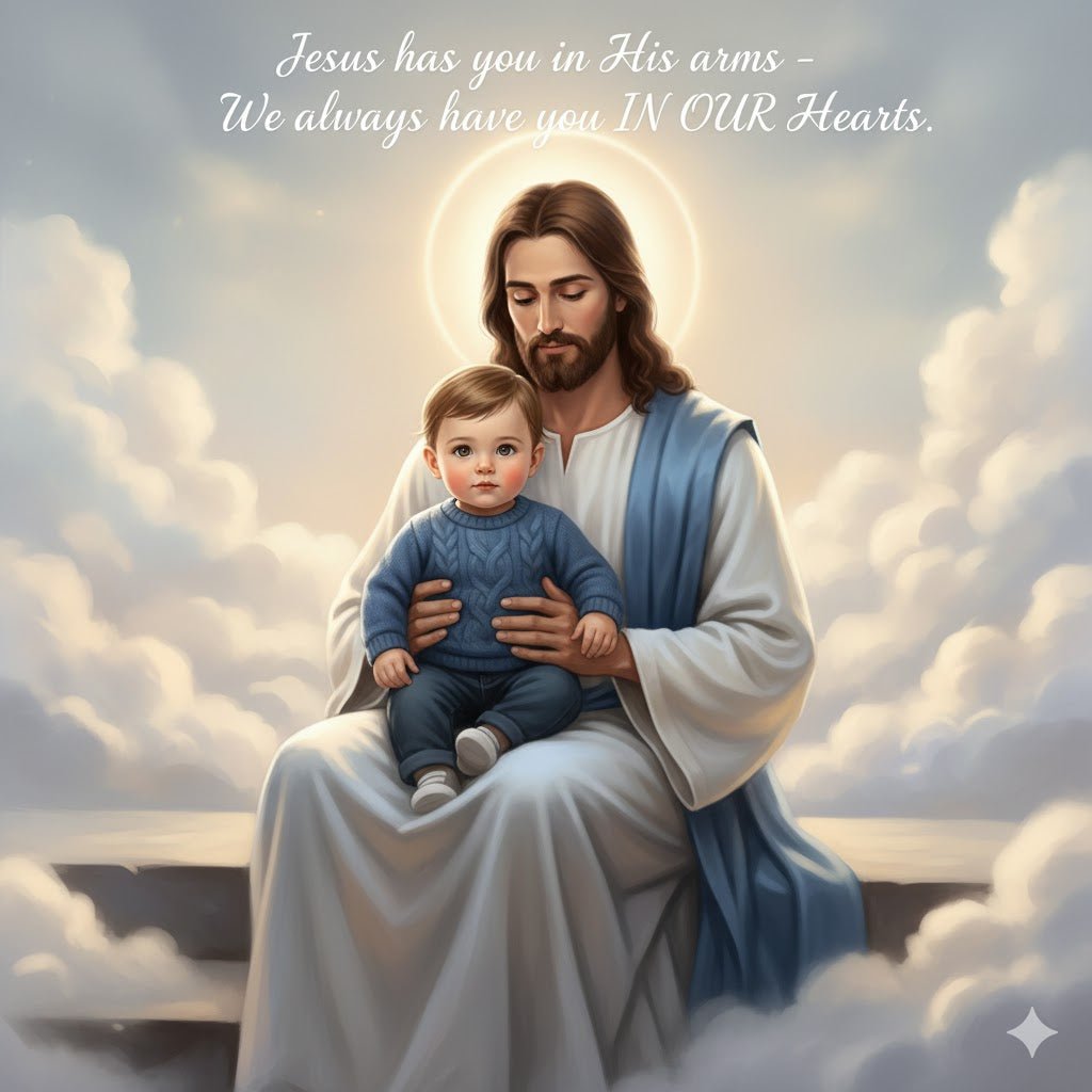 Personalised Sympathy Gift - Toddler Memorial Portrait - Jesus and Child Art - Gilded Age Store