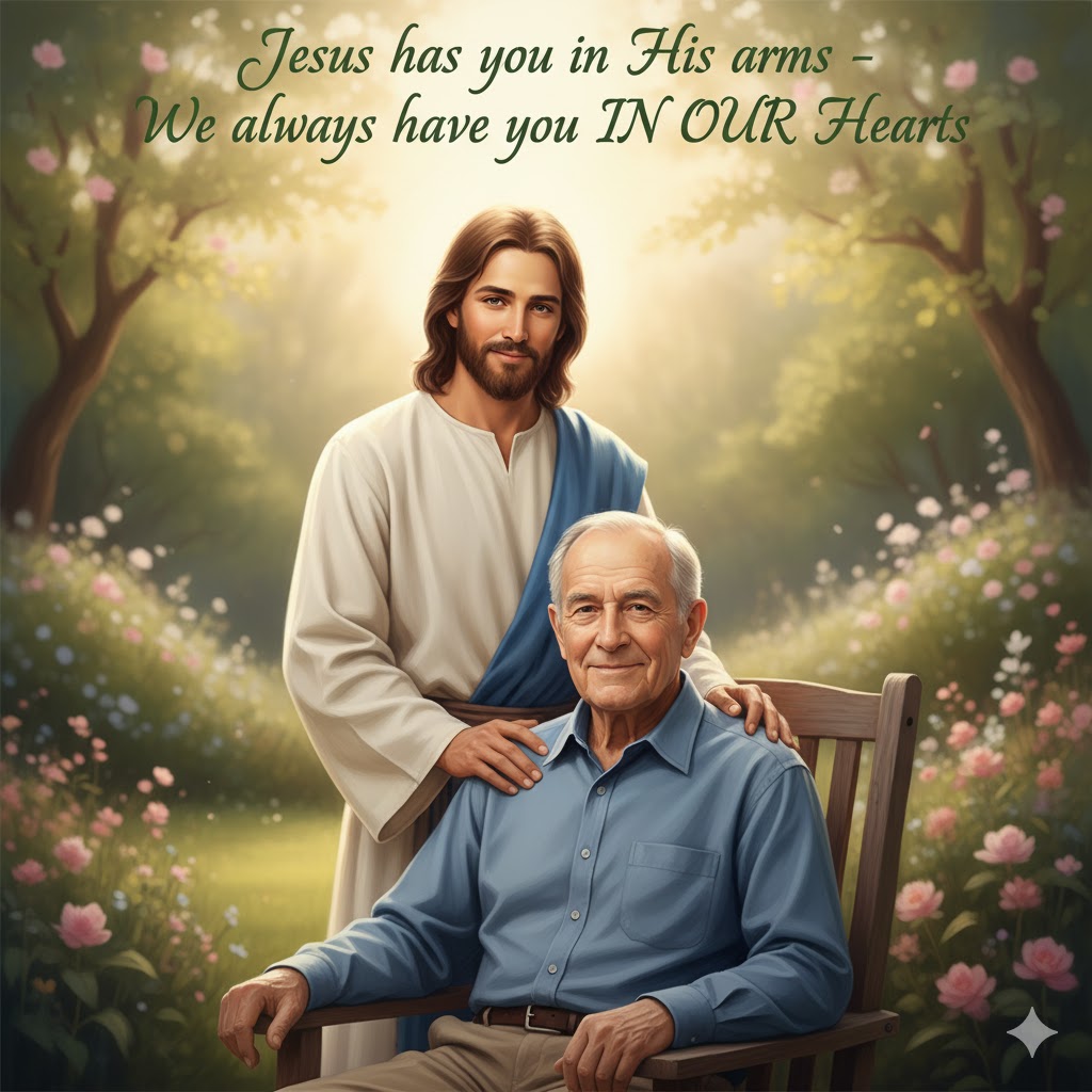 Custom Memorial Portrait: Jesus Holding Elderly Man – Loss Gift & Digital Keepsake