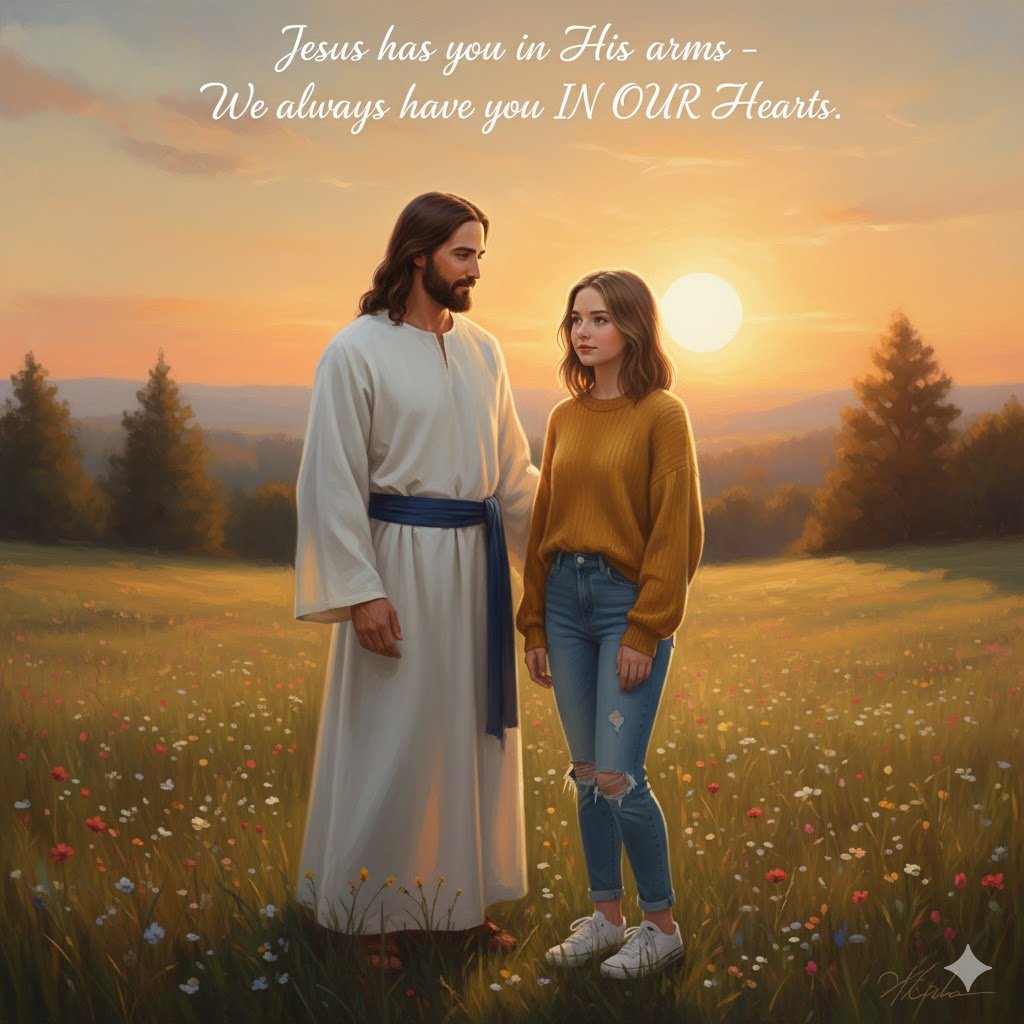 Personalised Sympathy Gift - Jesus and Teenage Girl - Remembrance Portrait for Daughter - Gilded Age Store