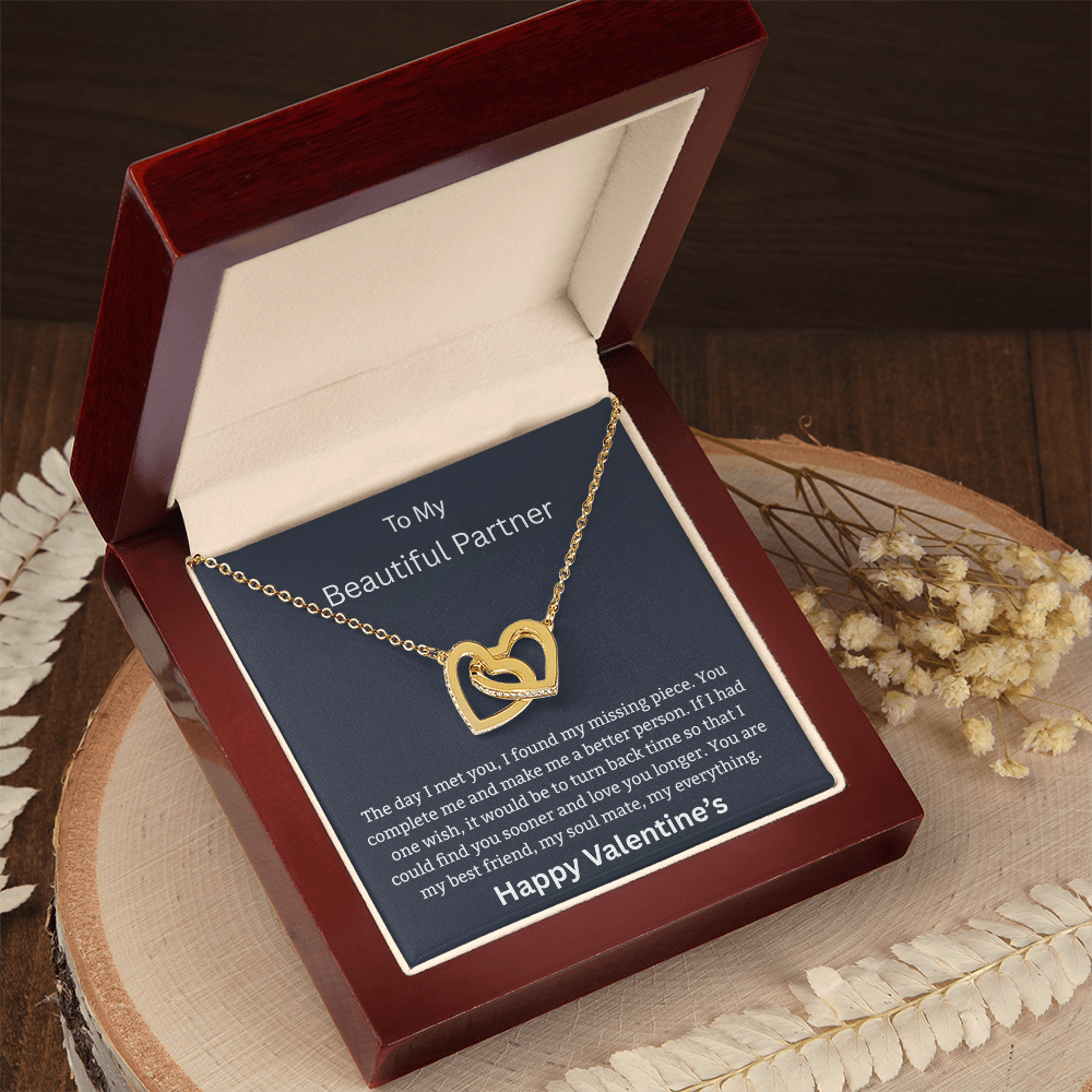 To My Beautiful Partner - "Every Second With You" – Two Hearts Joined Necklace for My Beautiful Life Partner