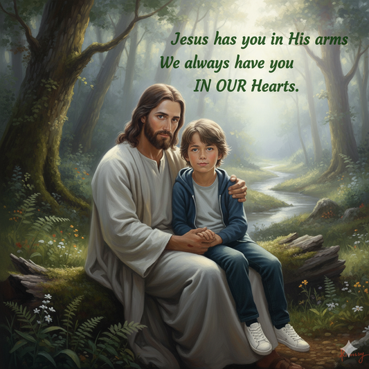Custom Memorial Portrait: Jesus Holding Older Boy (Child Loss Gift) – Digital Keepsake (Ages 6-12)