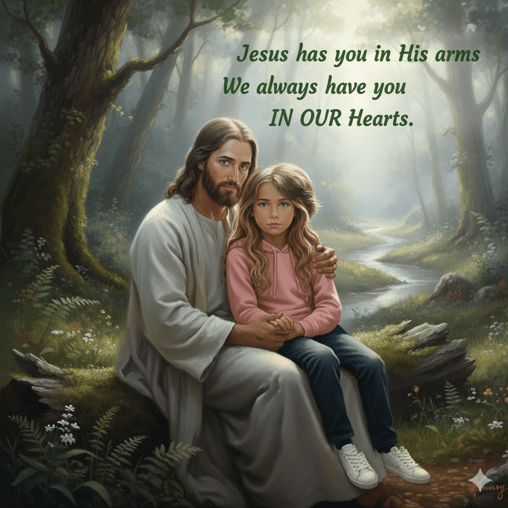 Personalised Sympathy Gift - Jesus and Young Girl - Remembrance Portrait for Daughter - Gilded Age Store