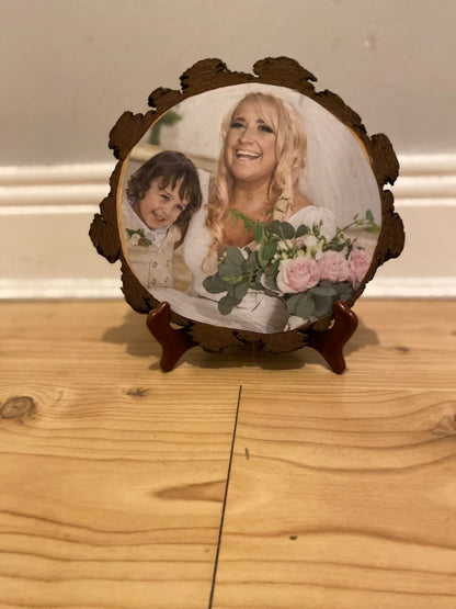 Personalized Photo on Rustic Wood Slice | Unique Custom Photo GiftCustom Photo Wood Slice Gift | Personalized  Ornament & Keepsake
