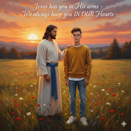 Custom Memorial Portrait: Jesus Holding Teenage Boy – Teen Loss Gift & Digital Keepsake (Ages 13-18