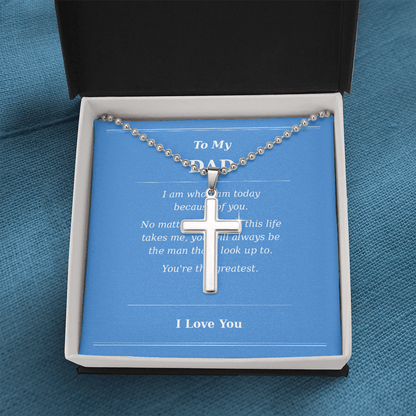 Father's Day Cross Necklace Gift for Dad | Message Card - Gilded Age Store
