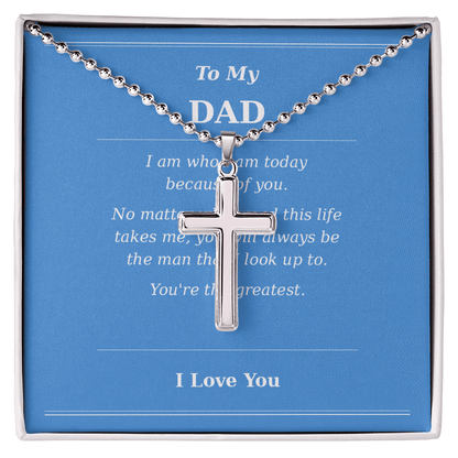 Father's Day Cross Necklace Gift for Dad | Message Card - Gilded Age Store