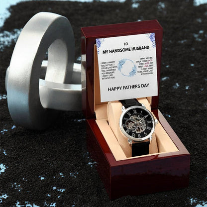 To My Handsome Husband - Father's Day Openwork Skeleton Watch | Luxury Gift & Message Card - Gilded Age Store