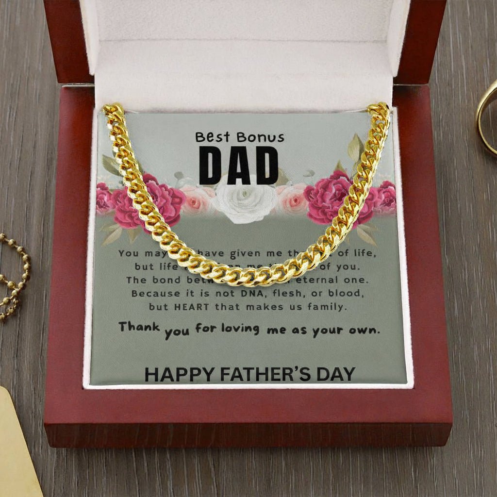 To My Bonus Dad / Step - Dad - Father's Day Gift with Message Card | Keepsake Necklace - Gilded Age Store