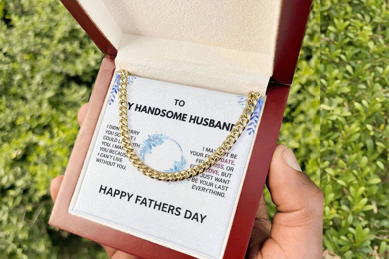 To My Handsome Husband - Father's Day Gift from Wife | Luxury Necklace & Message Card - Gilded Age Store