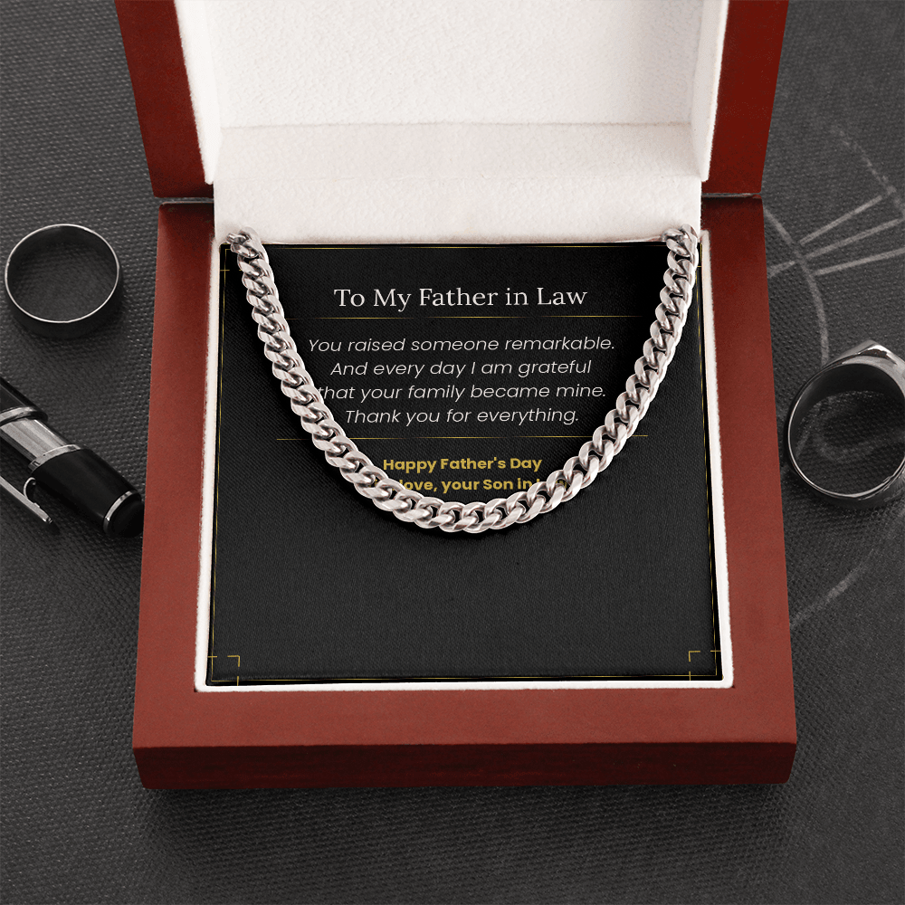 To My Father in Law - Father's Day Gift from Son in Law | Cross Necklace & Message Card - Gilded Age Store