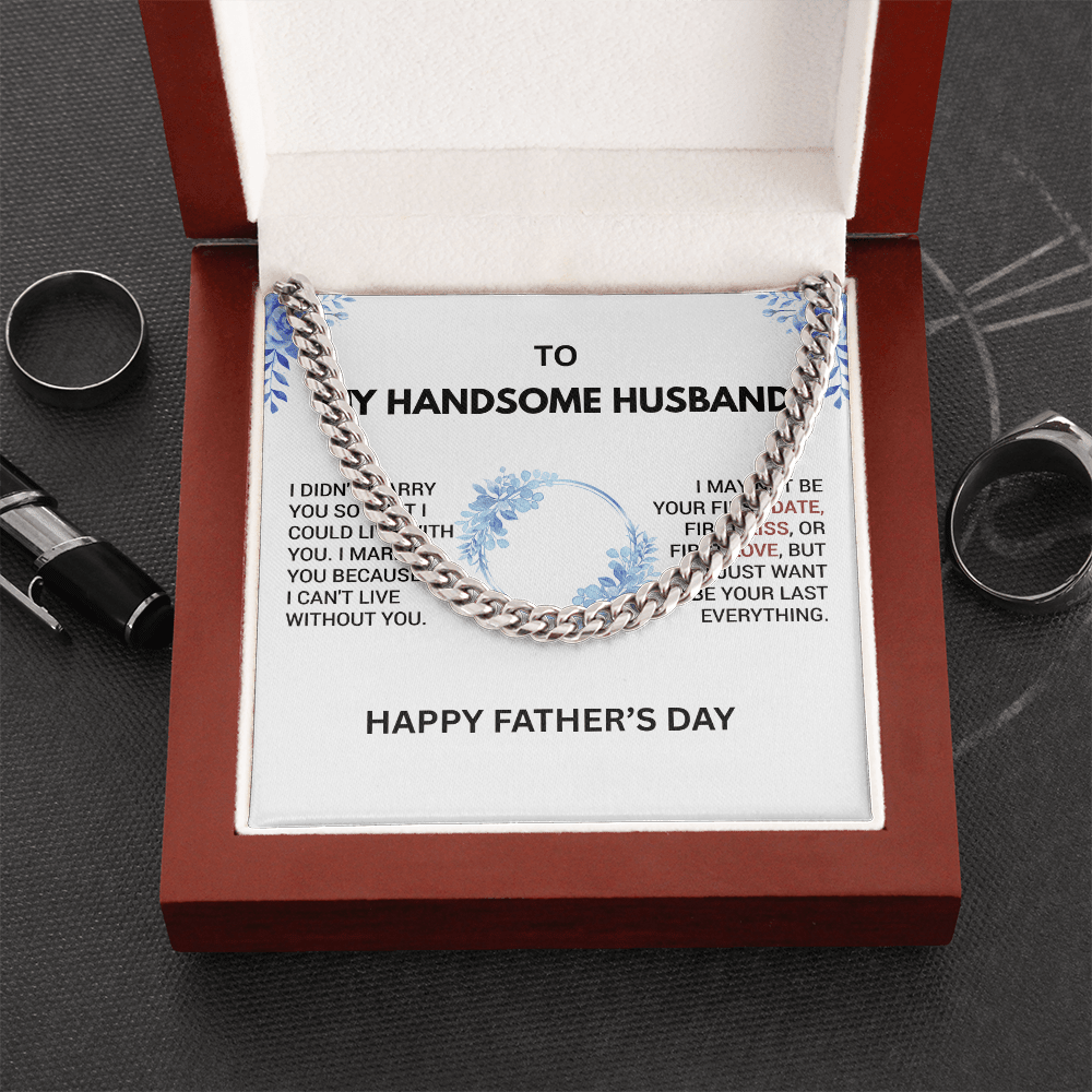 To My Handsome Husband - Father's Day Gift from Wife | Luxury Necklace & Message Card - Gilded Age Store