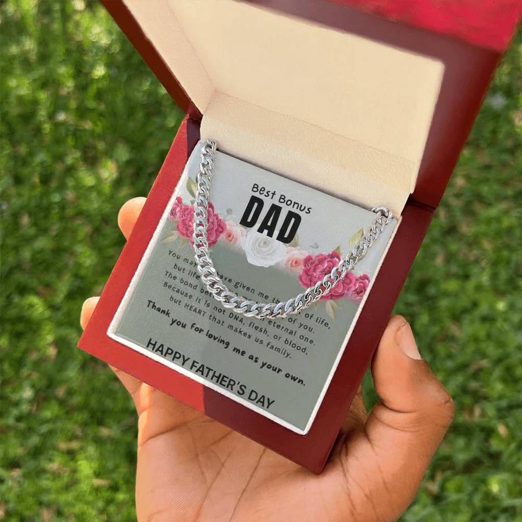 To My Bonus Dad / Step - Dad - Father's Day Gift with Message Card | Keepsake Necklace - Gilded Age Store