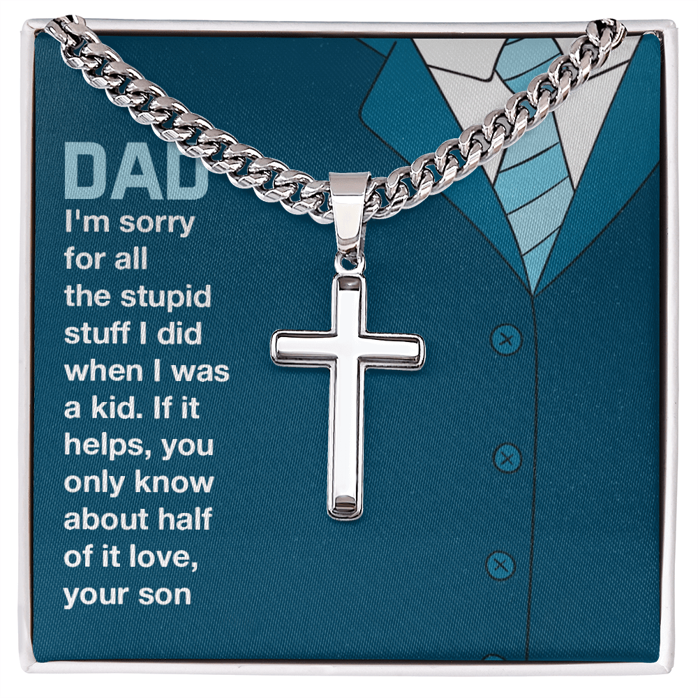 To The Best Dad - Father's Day Cross Necklace from Son | Keepsake & Message Card - Gilded Age Store