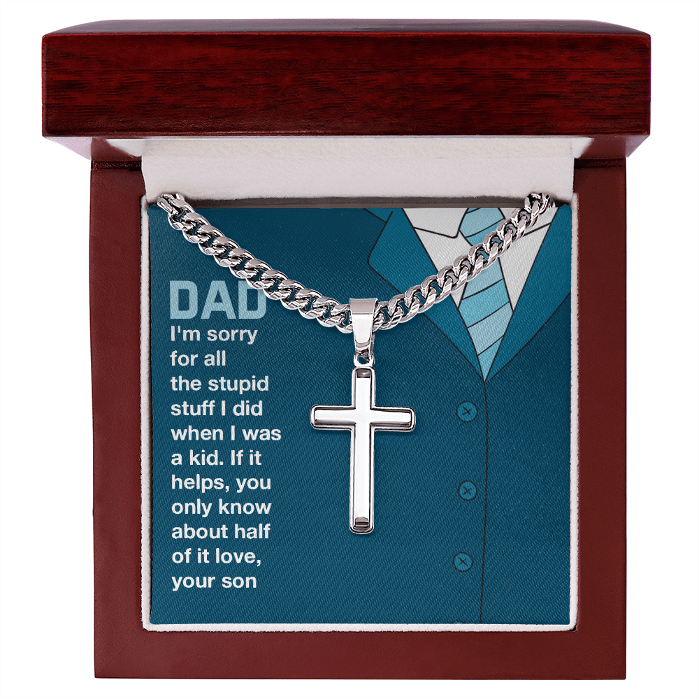 To The Best Dad - Father's Day Cross Necklace from Son | Keepsake & Message Card - Gilded Age Store