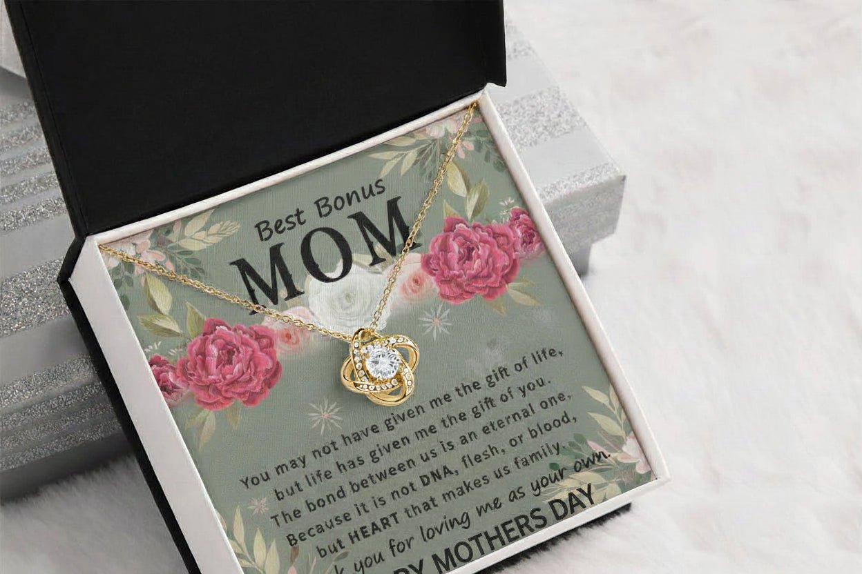 Happy Mothers Day Necklace to the Best Bonus Mom - Gilded Age Store