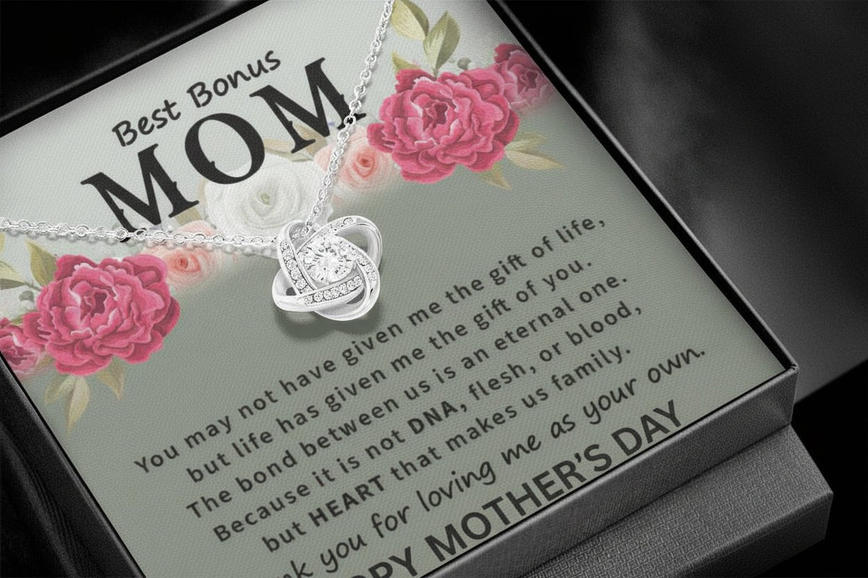 Happy Mothers Day Necklace to the Best Bonus Mom - Gilded Age Store