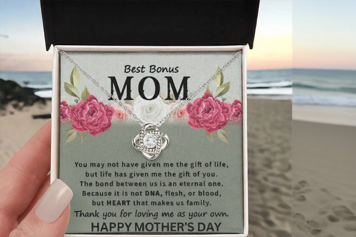 Happy Mothers Day Necklace to the Best Bonus Mom - Gilded Age Store