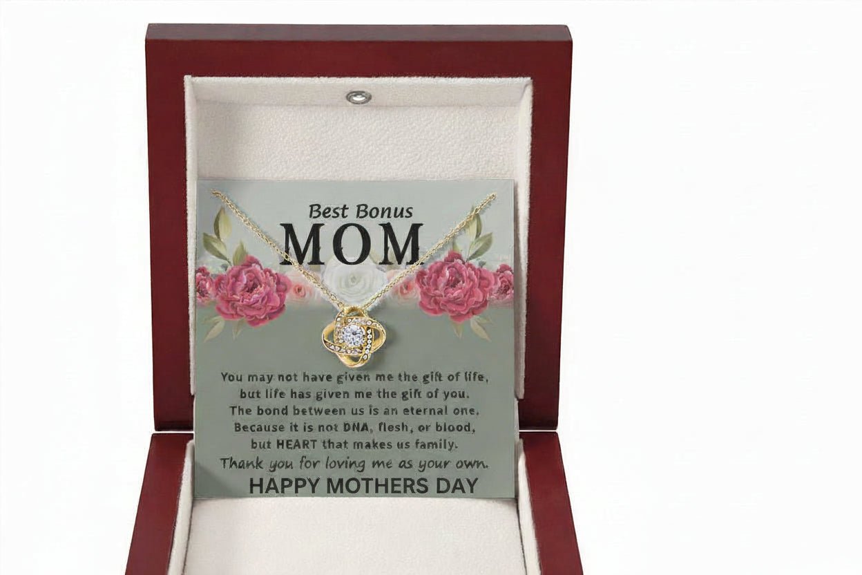 Happy Mothers Day Necklace to the Best Bonus Mom - Gilded Age Store