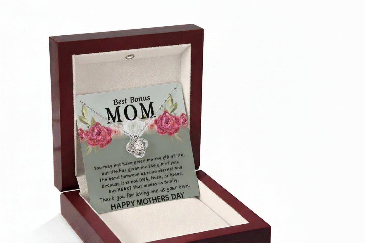 Happy Mothers Day Necklace to the Best Bonus Mom - Gilded Age Store