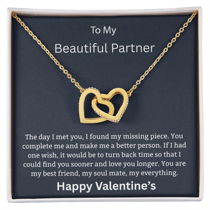 To My Beautiful Partner - "Every Second With You" – Two Hearts Joined Necklace for My Beautiful Life Partner