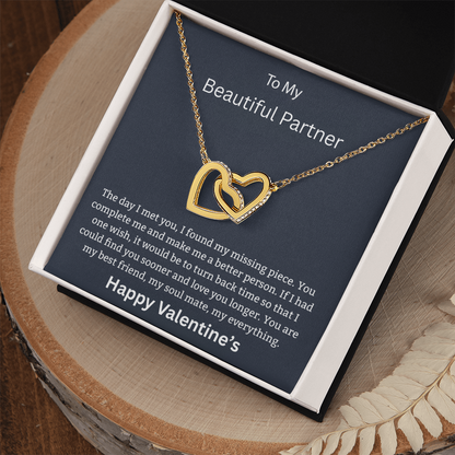 To My Beautiful Partner - "Every Second With You" – Two Hearts Joined Necklace for My Beautiful Life Partner