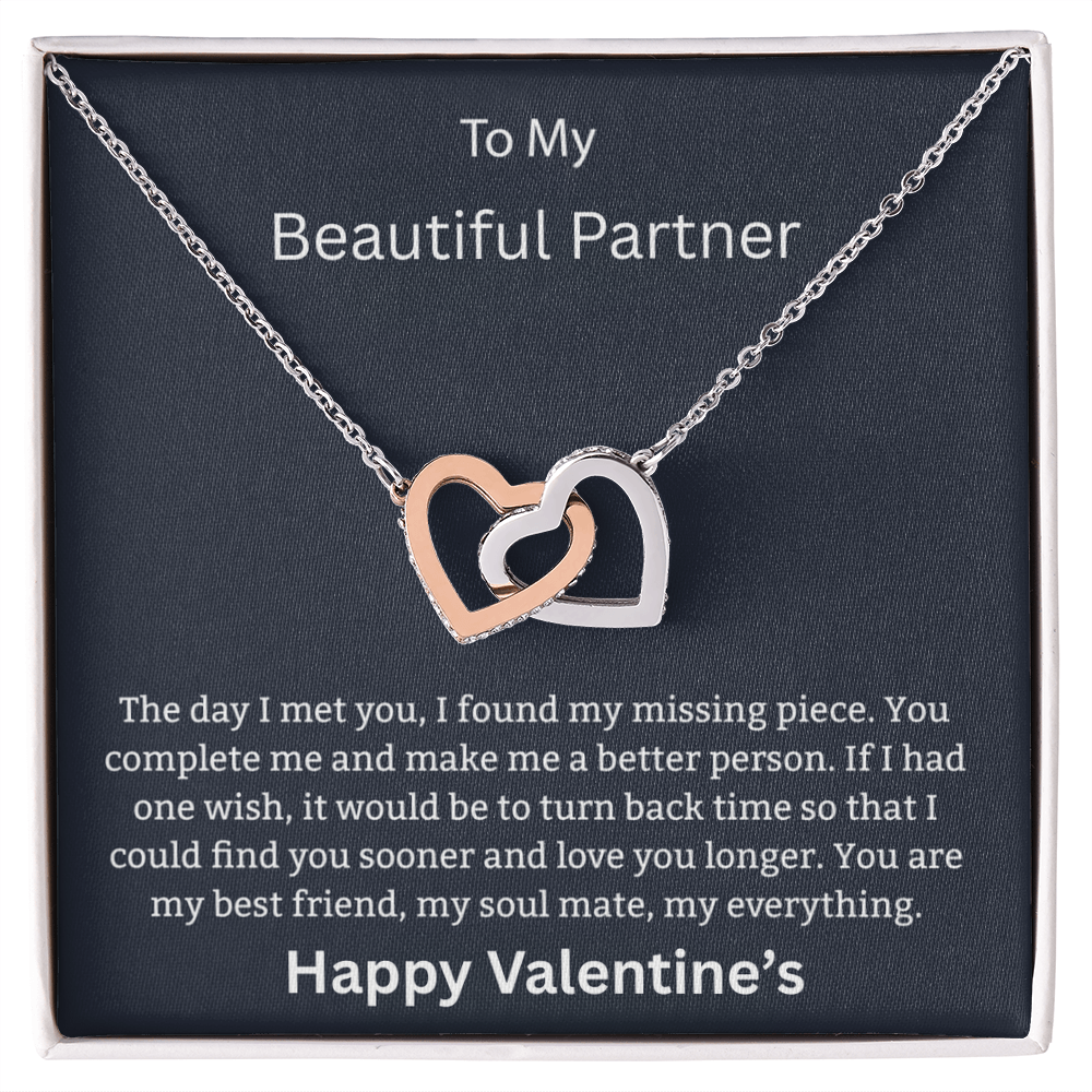 To My Beautiful Partner - "Every Second With You" – Two Hearts Joined Necklace for My Beautiful Life Partner