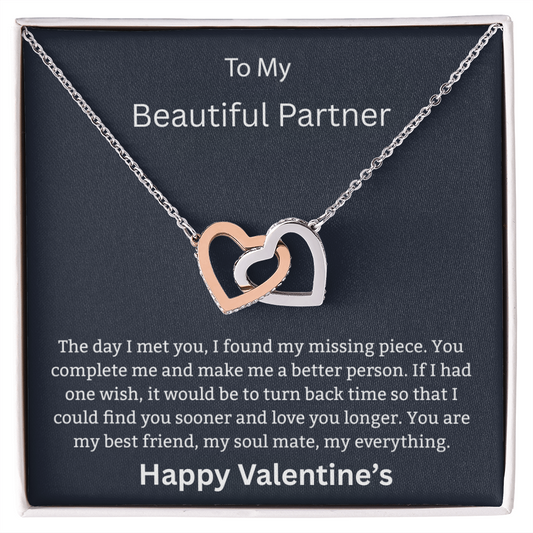 To My Beautiful Partner - "Every Second With You" – Two Hearts Joined Necklace for My Beautiful Life Partner