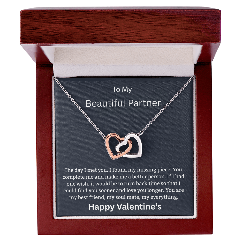 To My Beautiful Partner - "Every Second With You" – Two Hearts Joined Necklace for My Beautiful Life Partner