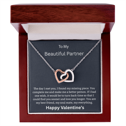 To My Beautiful Partner - "Every Second With You" – Two Hearts Joined Necklace for My Beautiful Life Partner