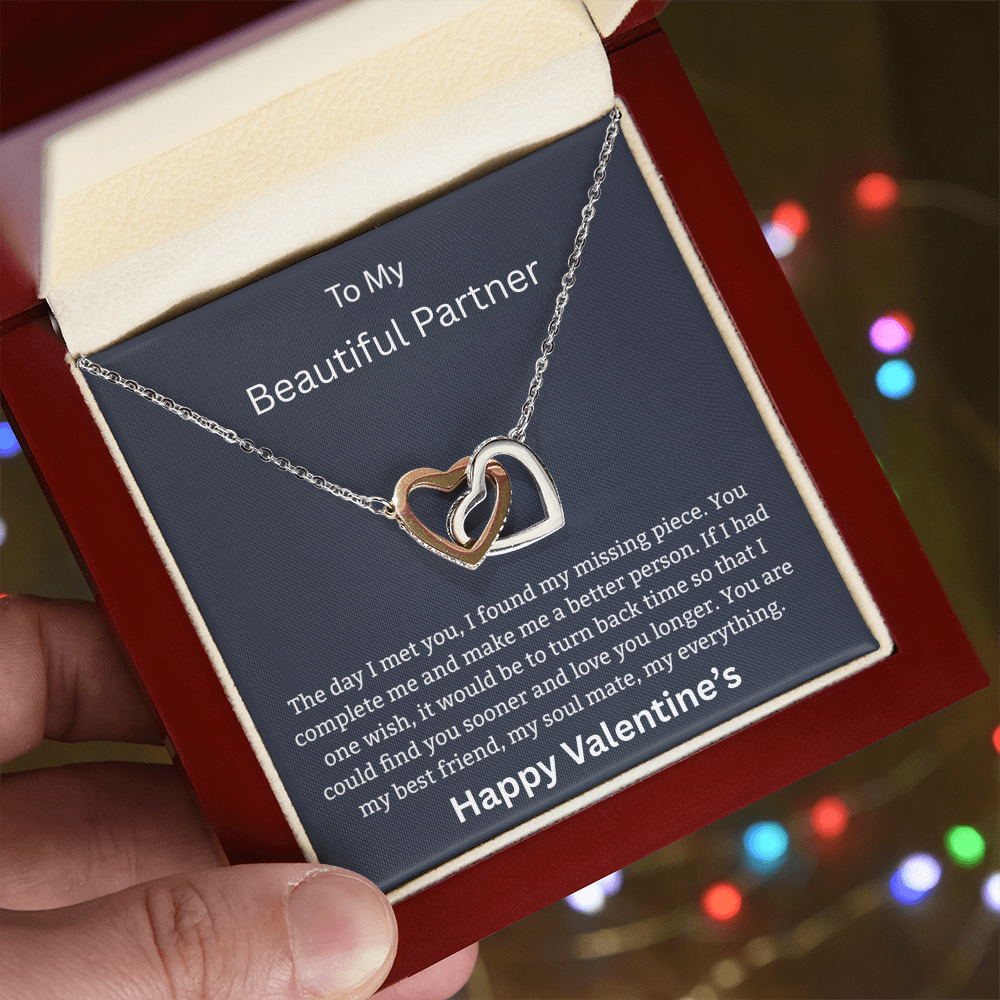 To My Beautiful Partner - "Every Second With You" – Two Hearts Joined Necklace for My Beautiful Life Partner