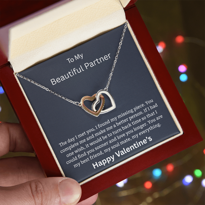 To My Beautiful Partner - "Every Second With You" – Two Hearts Joined Necklace for My Beautiful Life Partner