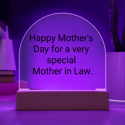 Mothers Day gift for a very special Mother in Law. Acrylic Night Light. - Gilded Age Store