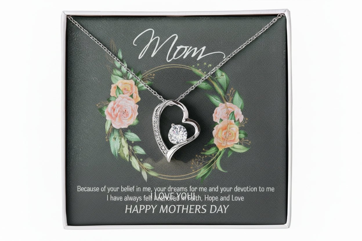 Mothers Day Gift Gift from Son. Beautiful Forever Love necklace with endearing message card that says all you want to say. - Gilded Age Store