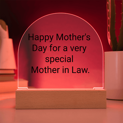 Mothers Day gift for a very special Mother in Law. Acrylic Night Light. - Gilded Age Store