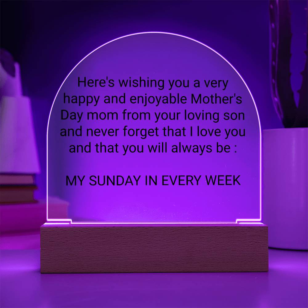Mothers Day gift from a very loving son Acrylic Night Light - Gilded Age Store