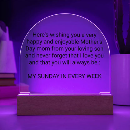 Mothers Day gift from a very loving son Acrylic Night Light - Gilded Age Store