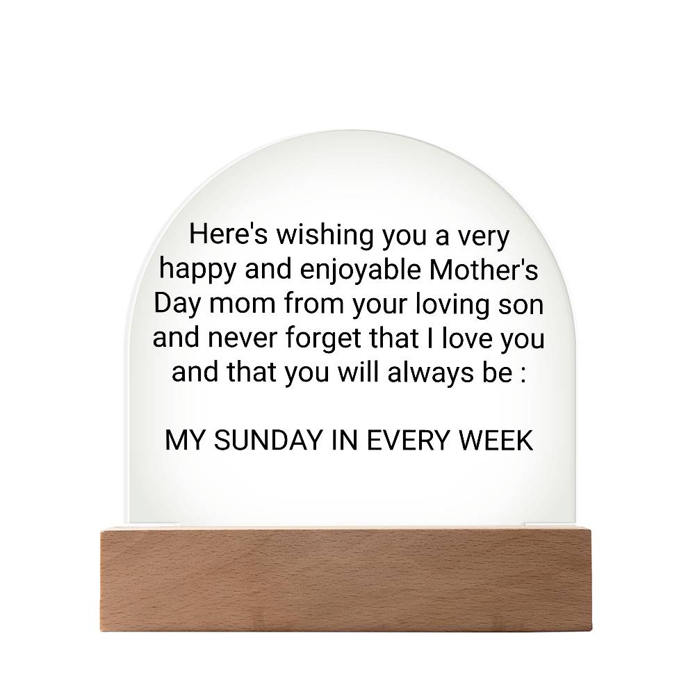 Mothers Day gift from a very loving son Acrylic Night Light - Gilded Age Store