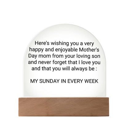 Mothers Day gift from a very loving son Acrylic Night Light - Gilded Age Store