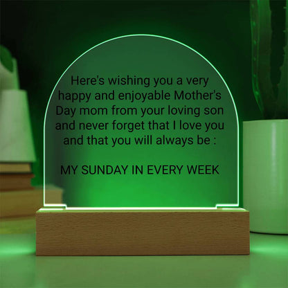 Mothers Day gift from a very loving son Acrylic Night Light - Gilded Age Store