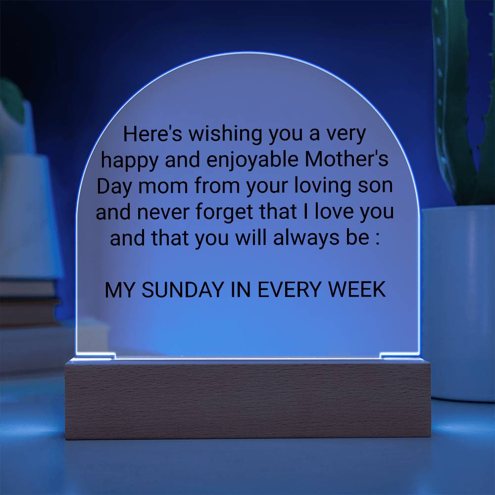 Mothers Day gift from a very loving son Acrylic Night Light - Gilded Age Store