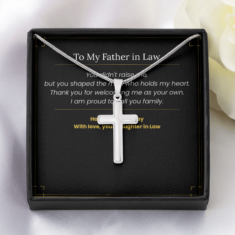 To My Father in Law - Father's Day Gift from Daughter in Law | Keepsake Necklace & Message Card - Gilded Age Store