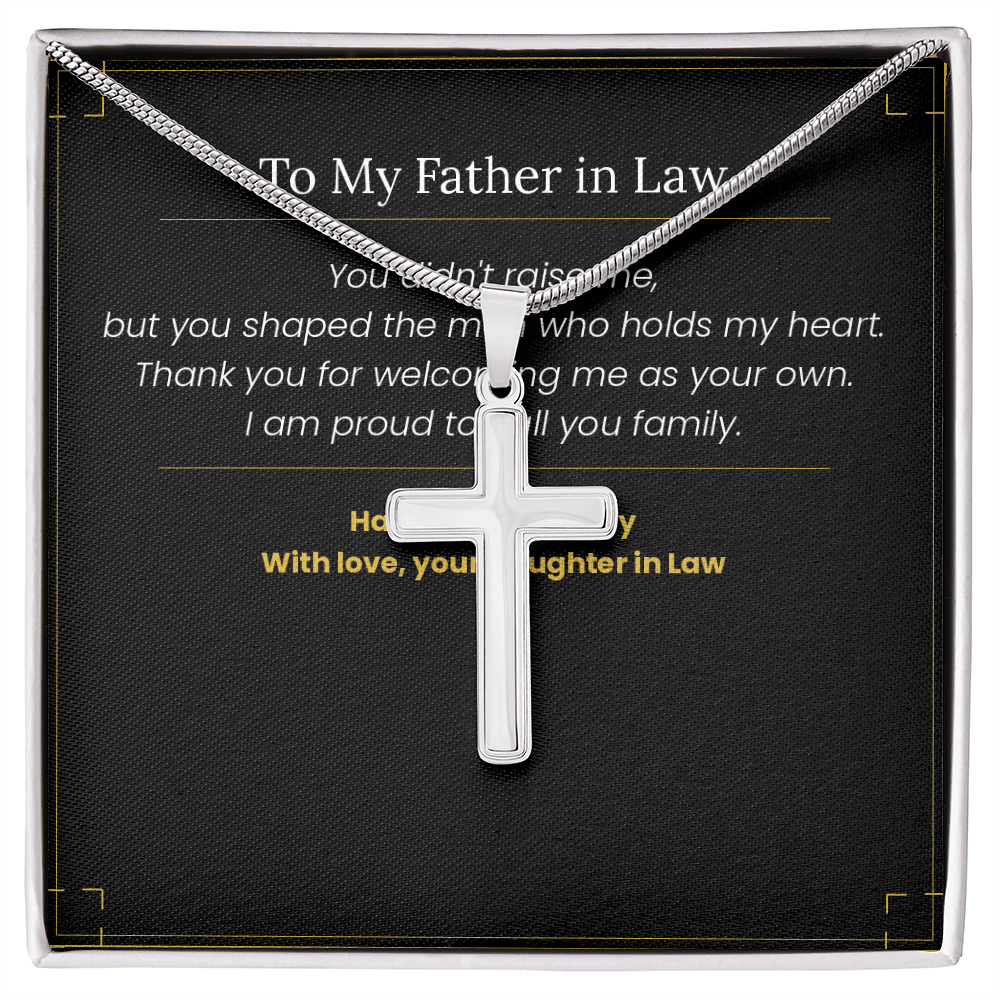 To My Father in Law - Father's Day Gift from Daughter in Law | Keepsake Necklace & Message Card - Gilded Age Store
