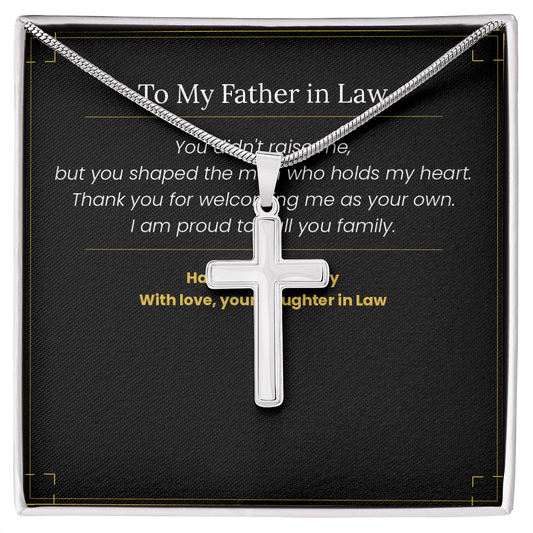 To My Father in Law - Father's Day Gift from Daughter in Law | Keepsake Necklace & Message Card - Gilded Age Store