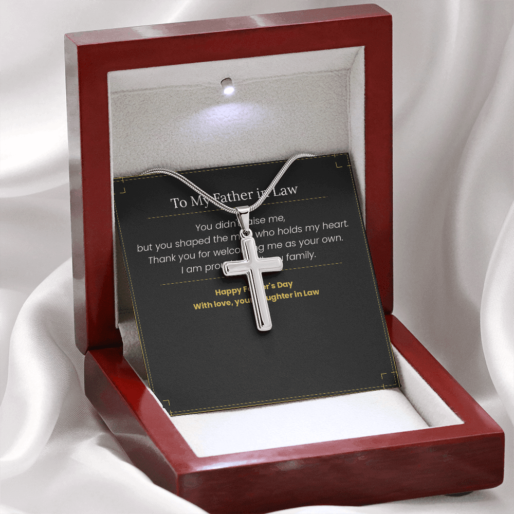 To My Father in Law - Father's Day Gift from Daughter in Law | Keepsake Necklace & Message Card - Gilded Age Store