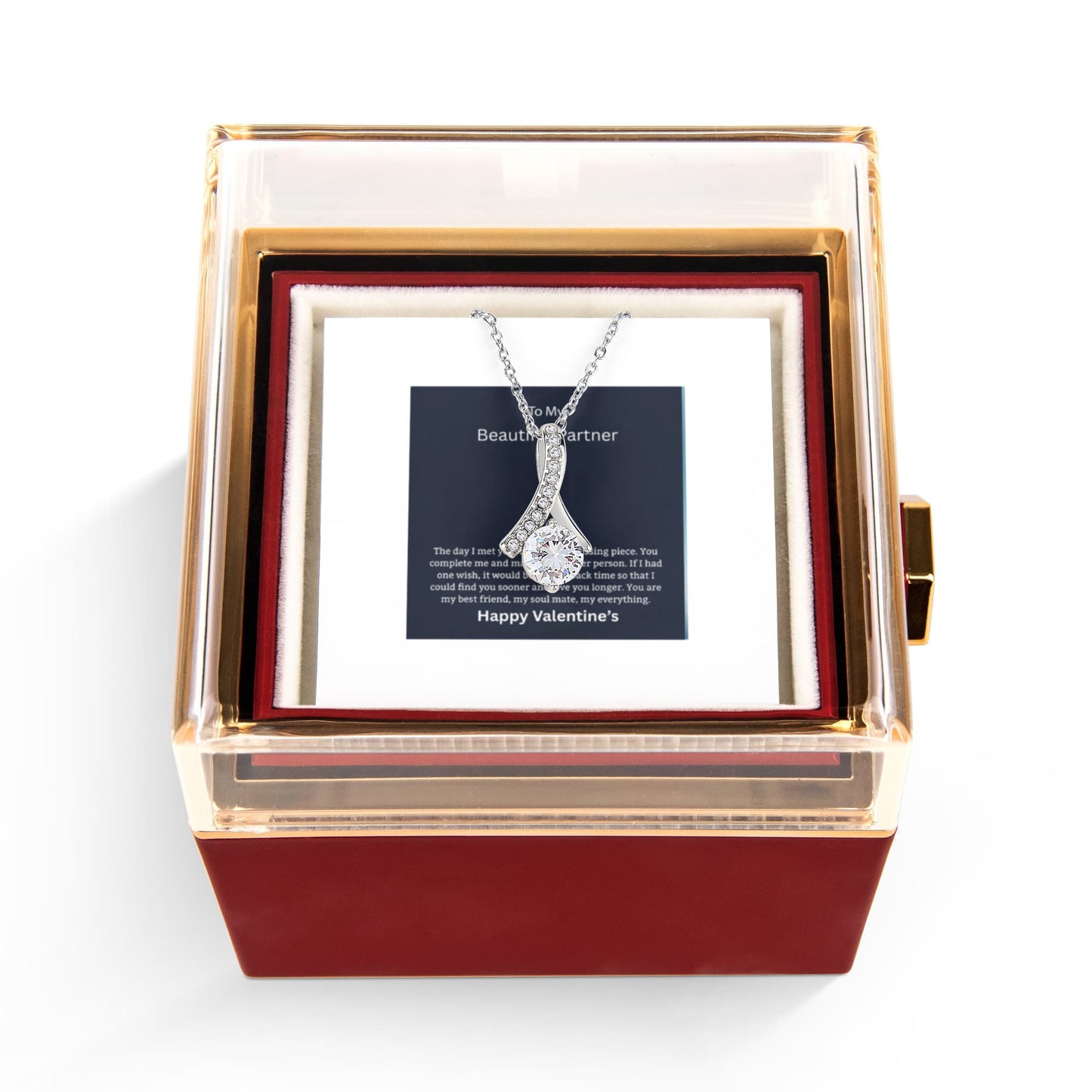 To My Beautiful Partner - Valentine's Day Gift - Elegant Pendant Necklace with Message Card - Gilded Age Store