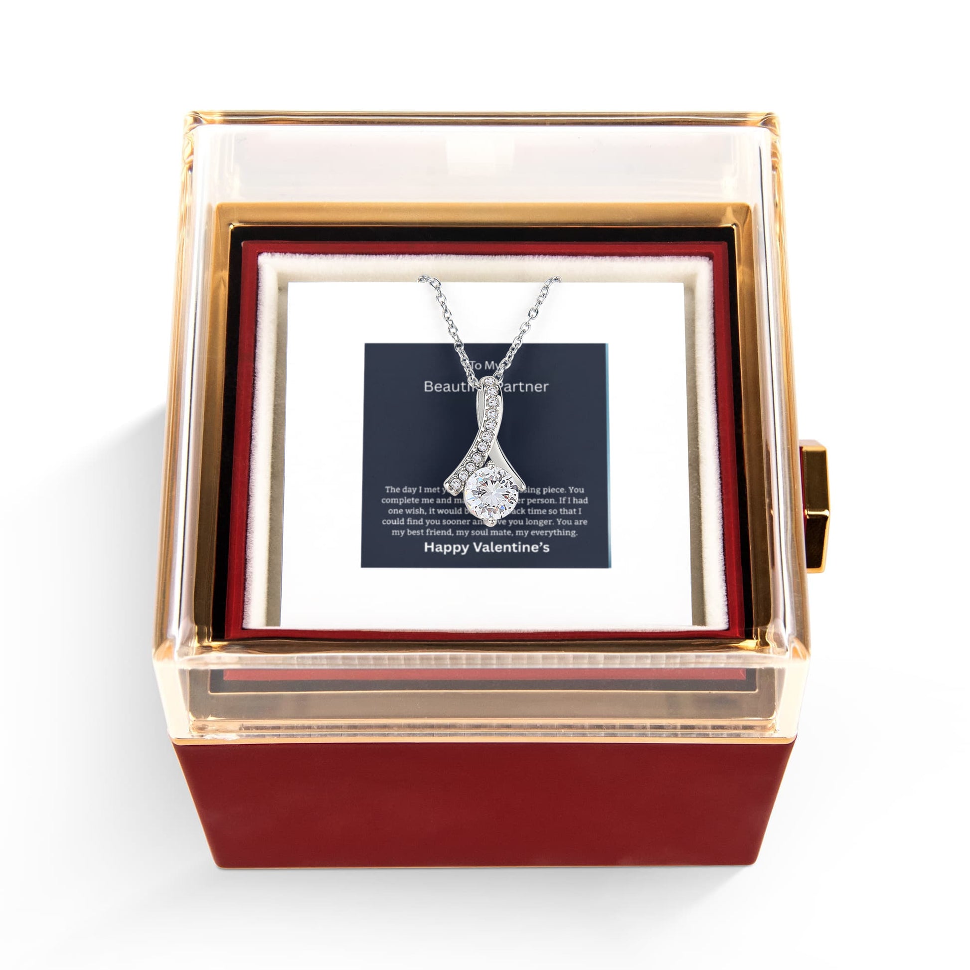 To My Beautiful Partner - Valentine's Day Gift - Elegant Pendant Necklace with Message Card - Gilded Age Store