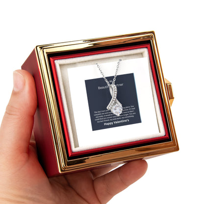 To My Beautiful Partner - Valentine's Day Gift - Elegant Pendant Necklace with Message Card - Gilded Age Store