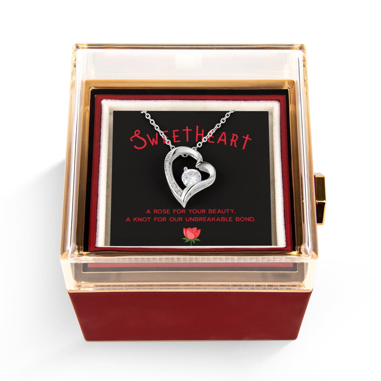 Red Rose Cafe Necklace - Romantic Valentine's Day Jewelry - Eternal Rose Gift for Her - Gilded Age Store