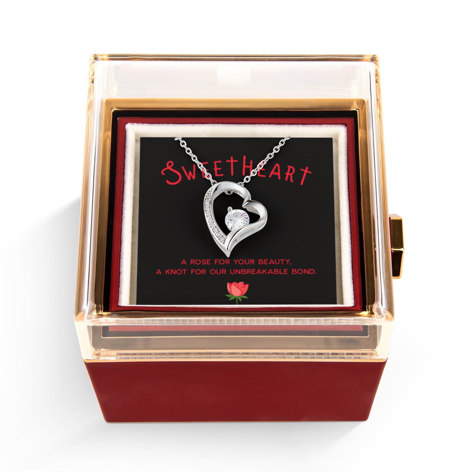 Red Rose Cafe Necklace - Romantic Valentine's Day Jewelry - Eternal Rose Gift for Her - Gilded Age Store