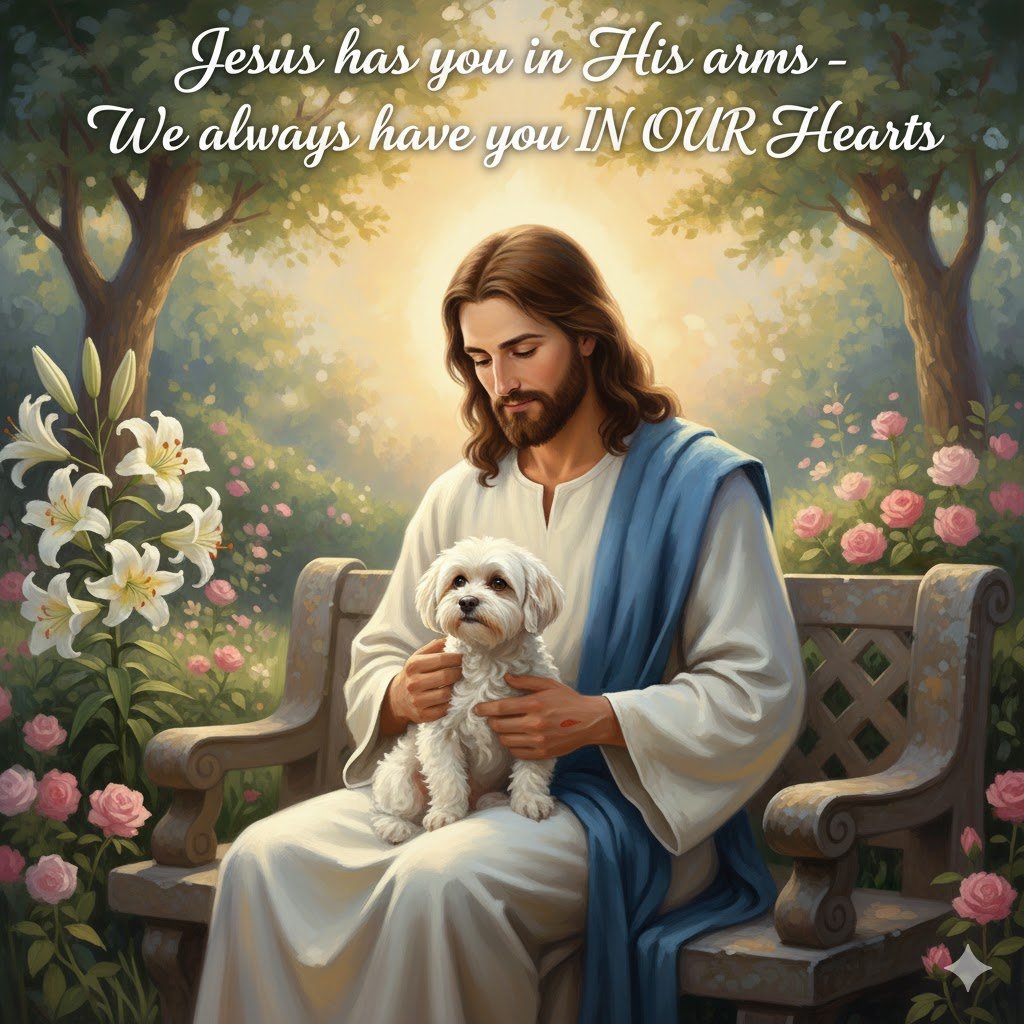 Custom Pet Memorial Digital Portrait: Jesus Holding Dog - Gilded Age Store